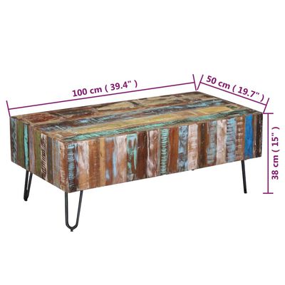 vidaXL kafijas galdiņš, pārstrādāts koks, 100x50x38 cm