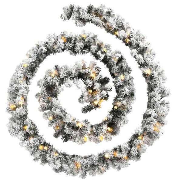 vidaXL Ziemassvētku vītne ar LED lampiņām, 10 m, zaļa, PVC