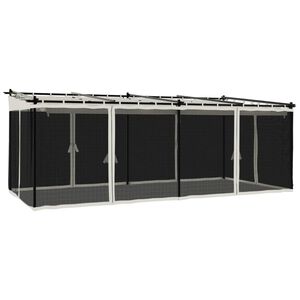 vidaXL dārza nojume ar tīkla sienām, 6x3 m, tērauds, krēmkrāsas