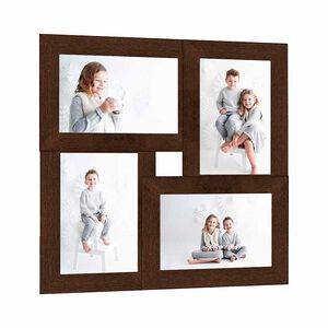 vidaXL kolāžas foto rāmis, 4x(13x18 cm) attēliem, tum&scaron;i brūns MDF