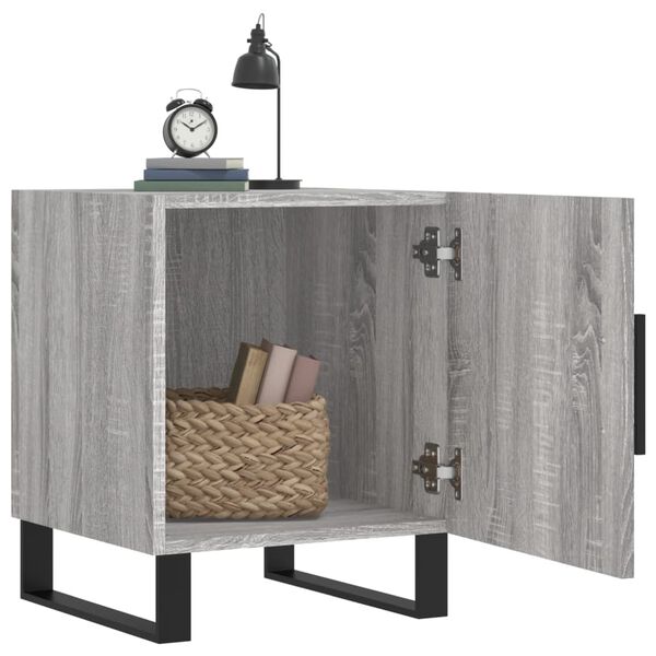 vidaXL naktsskapī&scaron;i, 2 gab., pelēcīgi, 40x40x50 cm, inženierijas koks