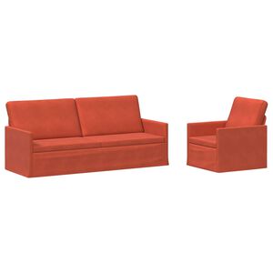 vidaXL Dīvānu komplekts 2 pcs Sarkans oranžs Korduroja audums