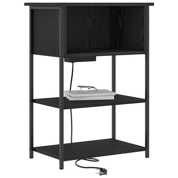 vidaXL Nakts skapītis Melns ozolkoks 55 x 31 x 76 cm Inženierijas koks