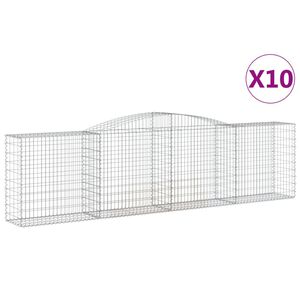 vidaXL arkveida gabiona grozi, 10gb., 400x50x100/120cm, cinkota dzelzs