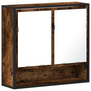 vidaXL vannasistabas spoguļskapītis, ozolkoka krāsa, 65x20x60 cm