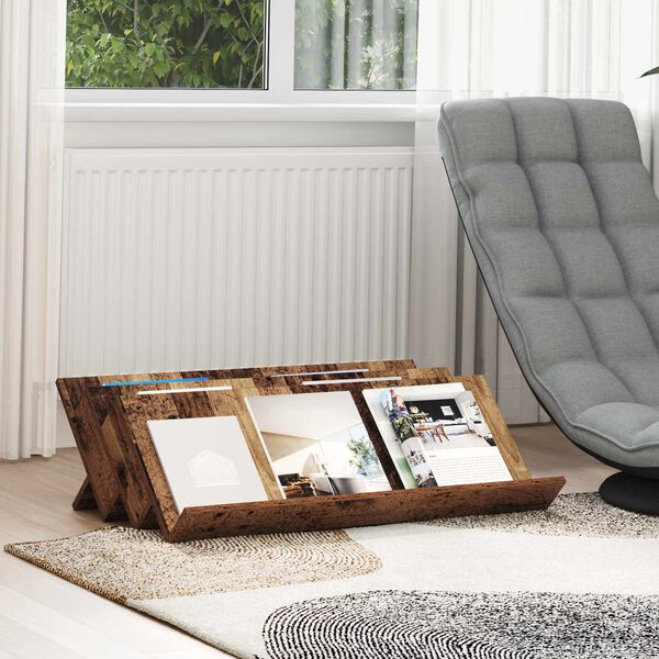 vidaXL Žurnālu statīvs Vecs koks 90 x 53 x 28,5 cm Inženierijas koks