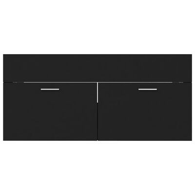 vidaXL skapītis ar iebūvētu izlietni, melns, skaidu plāksne