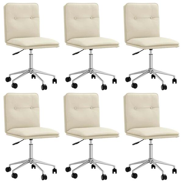 vidaXL virtuves krēsli, 6 gab., krēmkrāsas mākslīgā āda