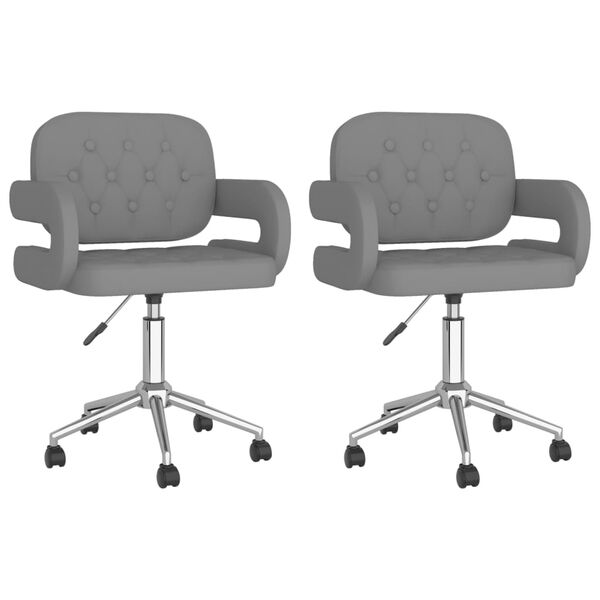 vidaXL grozāmi virtuves krēsli, 2 gab., pelēka mākslīgā āda