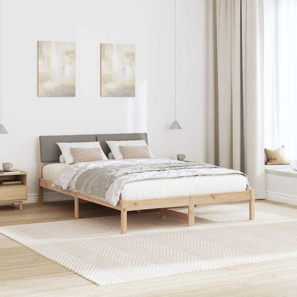 vidaXL Gultas rāmis Braun un taupe 140 x 200 cm Priedes masīvkoks