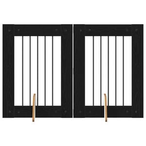 vidaXL Suņu vārti ar statīviem 2 pcs Melns ozols 60 x 80 cm