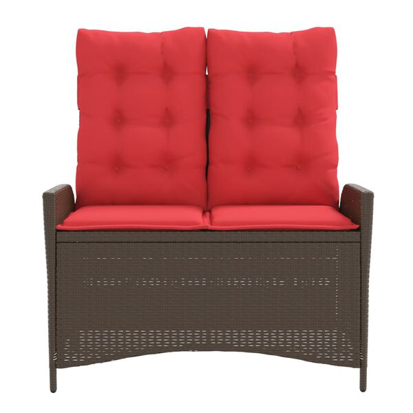 vidaXL atgāžams dārza krēsls ar matračiem, brūna PE rotangpalma