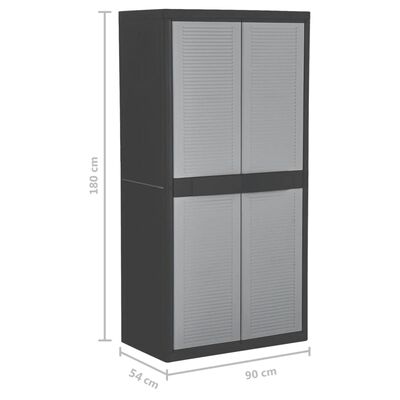 vidaXL skapis ar 2 durvīm, melns un pelēks, 90x54x180 cm