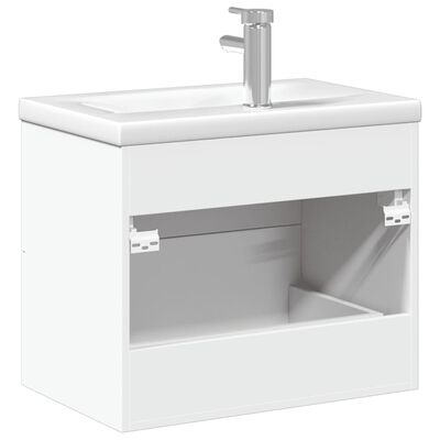 vidaXL vannasistabas skapītis ar iebūvētu izlietni, balts