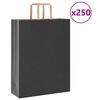 vidaXL papīra maisiņi 250 gab. ar rokturiem, melni, 32x12x42 cm