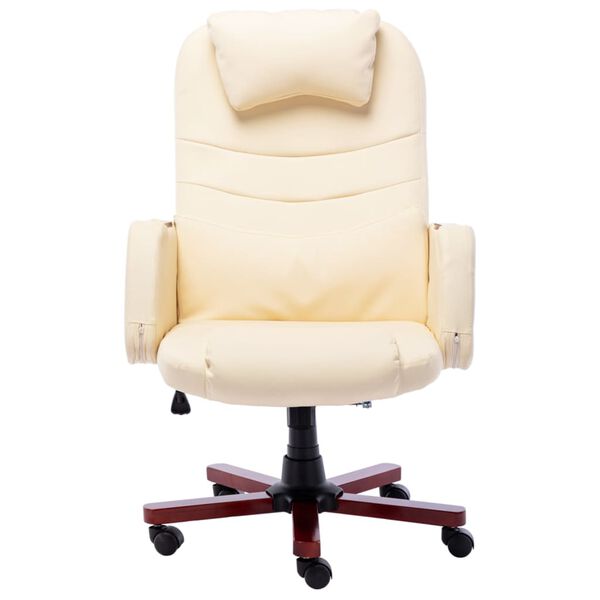 vidaXL biroja krēsls, krēmkrāsas mākslīgā āda