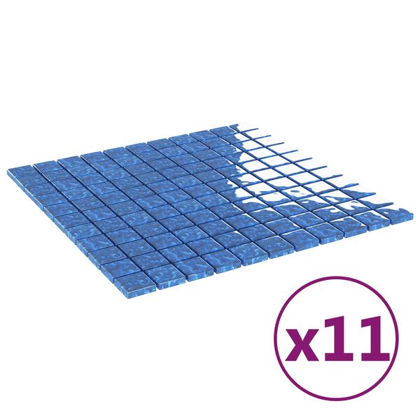 vidaXL Mozaīkas flīze 11 pcs Zila 50 x 50 cm Stikls