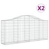 vidaXL arkveida gabiona grozi, 2 gb., 200x30x80/100cm, cinkota dzelzs