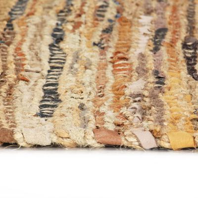 vidaXL Chindi paklājs, 190x280 cm, pīts ar rokām, āda un džuta