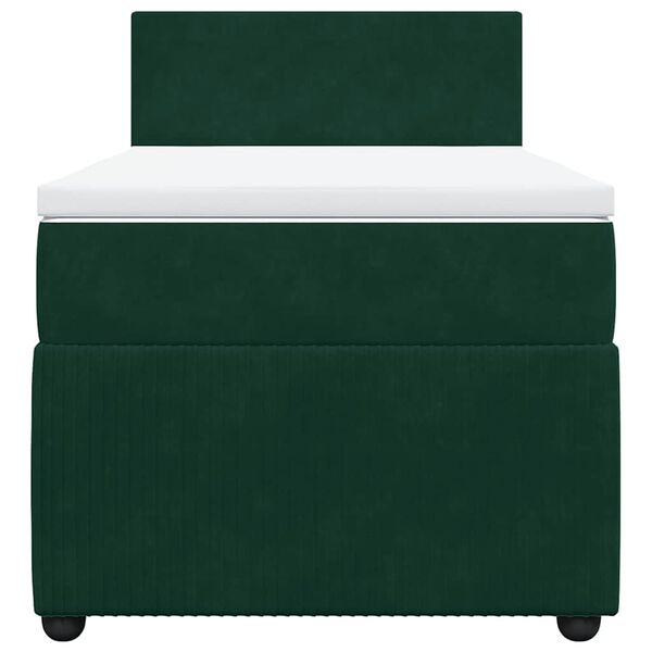 vidaXL atsperu gulta ar matraci, tum&scaron;i zaļ&scaron; samts, 100x200 cm