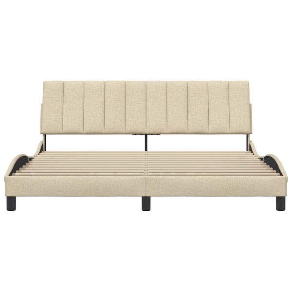 vidaXL gultas rāmis bez matrača, Hanko, krēmkrāsas, 180x200 cm, audums