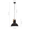 vidaXL griestu lampa, industriāls dizains, melna, 25 W, 52 cm, E27