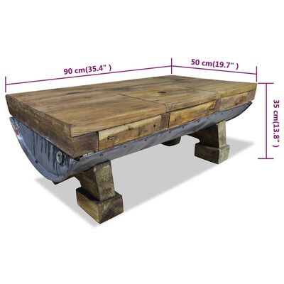 vidaXL kafijas galdiņš, 90x50x35 cm, pārstrādāts masīvkoks