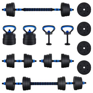 vidaXL 4-in-1 hanteles komplekts 30kg Melna un zila