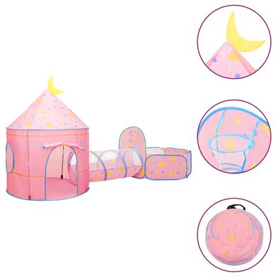 vidaXL rotaļu telts, rozā, 301x120x128 cm