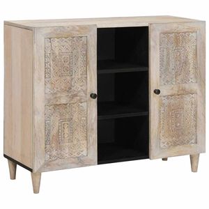 vidaXL Puse Balts izbalināts 90 x 33 x 75 cm Cieta mango koksne