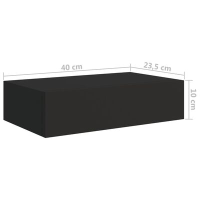 vidaXL sienas atvilktņu plaukti, 2 gab., melni, 40x23,5x10 cm, MDF