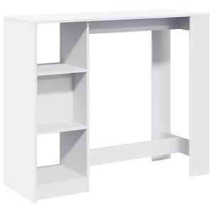 vidaXL bāra galds ar plauktiem, balts, 124x46x103,5 cm