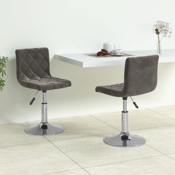 vidaXL grozāmi virtuves krēsli, 2 gab., tum&scaron;i pelēks samts