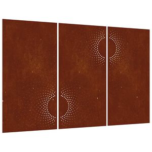 vidaXL dārza sienas rotājumi, 3 gab., 105x55 cm, tērauds, rūsas efekts