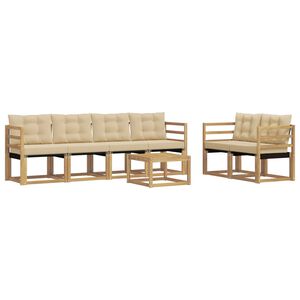 vidaXL Āra dīvānu komplekts ar spilvenu 7 pcs Baltais un Beidzis