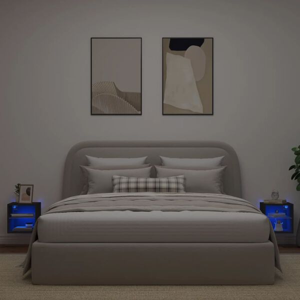 vidaXL TV plaukti ar LED lampiņām, 2 gab., melni, 30x28,5x30 cm