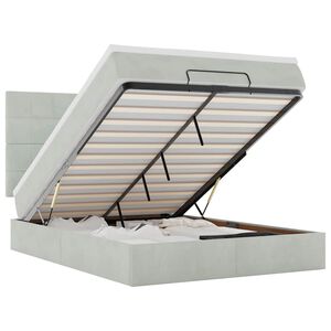 vidaXL Osmaņu gulta ar matračiem, gai&scaron;i pelēks, 140x190 cm, samts