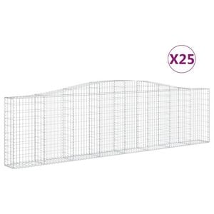 vidaXL arkveida gabiona grozi, 25gb., 400x30x100/120cm, cinkota dzelzs