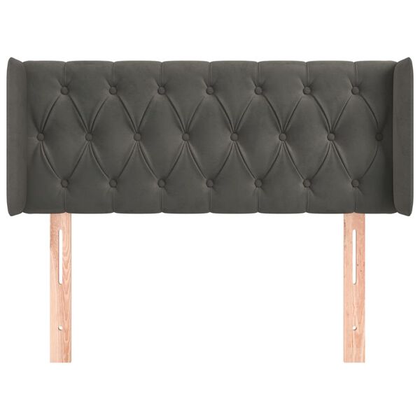 vidaXL galvgalis ar malām, tum&scaron;i pelēks samts, 93x16x78/88 cm