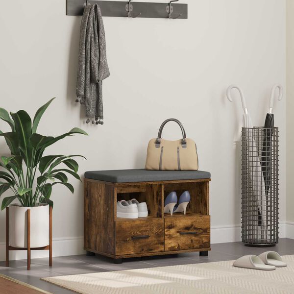 vidaXL Zāles sols ar spilvenu Dūmaka ozols 60 x 38 x 46 cm