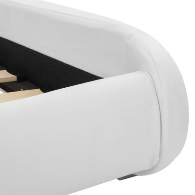 vidaXL gultas rāmis ar LED, balta mākslīgā āda, 180x200 cm