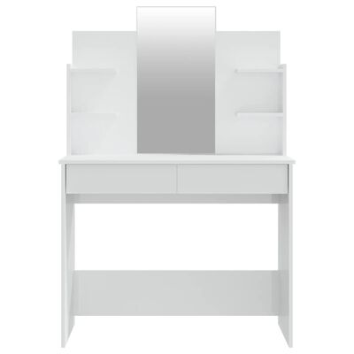 vidaXL spoguļgaldiņa komplekts, spīdīgi balts, 96x40x142 cm