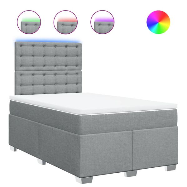 vidaXL atsperu gulta ar matraci, gai&scaron;i pelēka audums, 120x190 cm