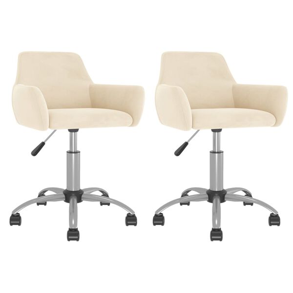 vidaXL grozāmi virtuves krēsli, 2 gab., krēmkrāsas samts