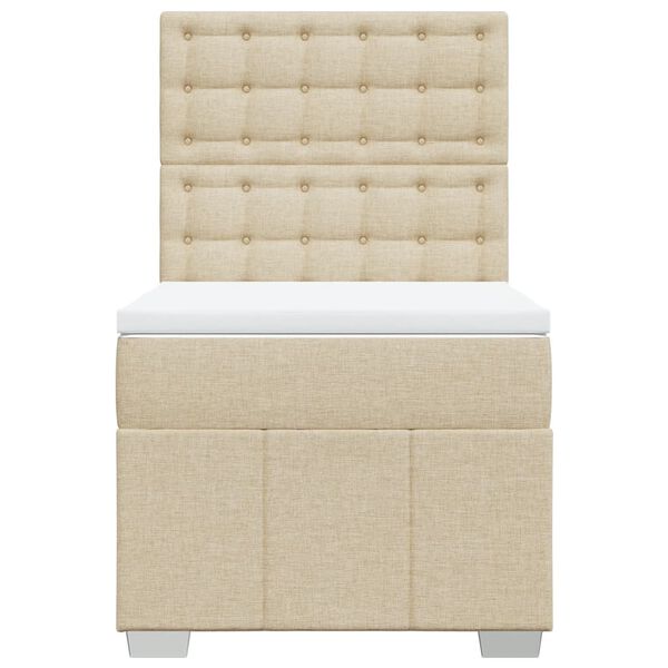 vidaXL atsperu gultas rāmis ar matraci, krēmkrāsas, 90x200 cm, audums