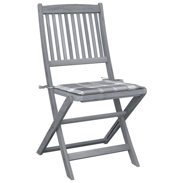 vidaXL saliekami āra krēsli ar matračiem, 2 gab., akācijas masīvkoks