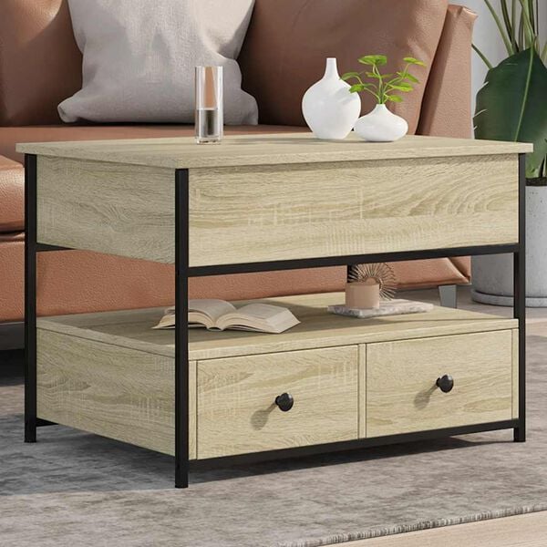 vidaXL kafijas galdiņš, ozola krāsa, 70x50x50 cm, inženierijas koks