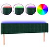 vidaXL gultas galvgalis ar LED, 183x16x78/88 cm, tum&scaron;i zaļ&scaron; samts