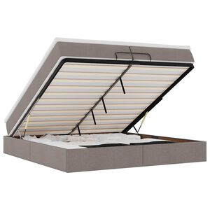 vidaXL Osmaņu gultas rāmis ar matračiem pelēkbrūns 200x200cm audums