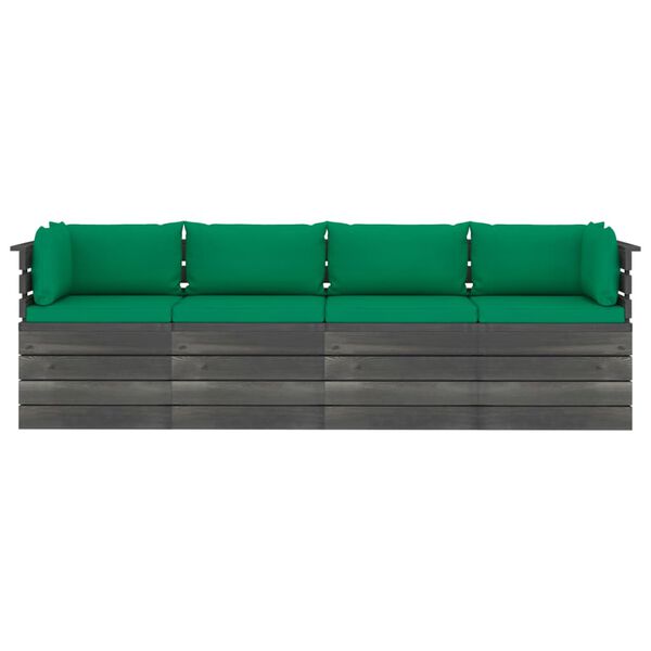 vidaXL 4-vietīgs dārza pale&scaron;u dīvāns ar matračiem, priedes masīvkoks